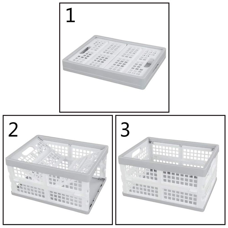 Vababa 3-Pack Plastic Stackable Collapsible Storage Crate, 15 L Stacking Folding Storage Basket - Image 2